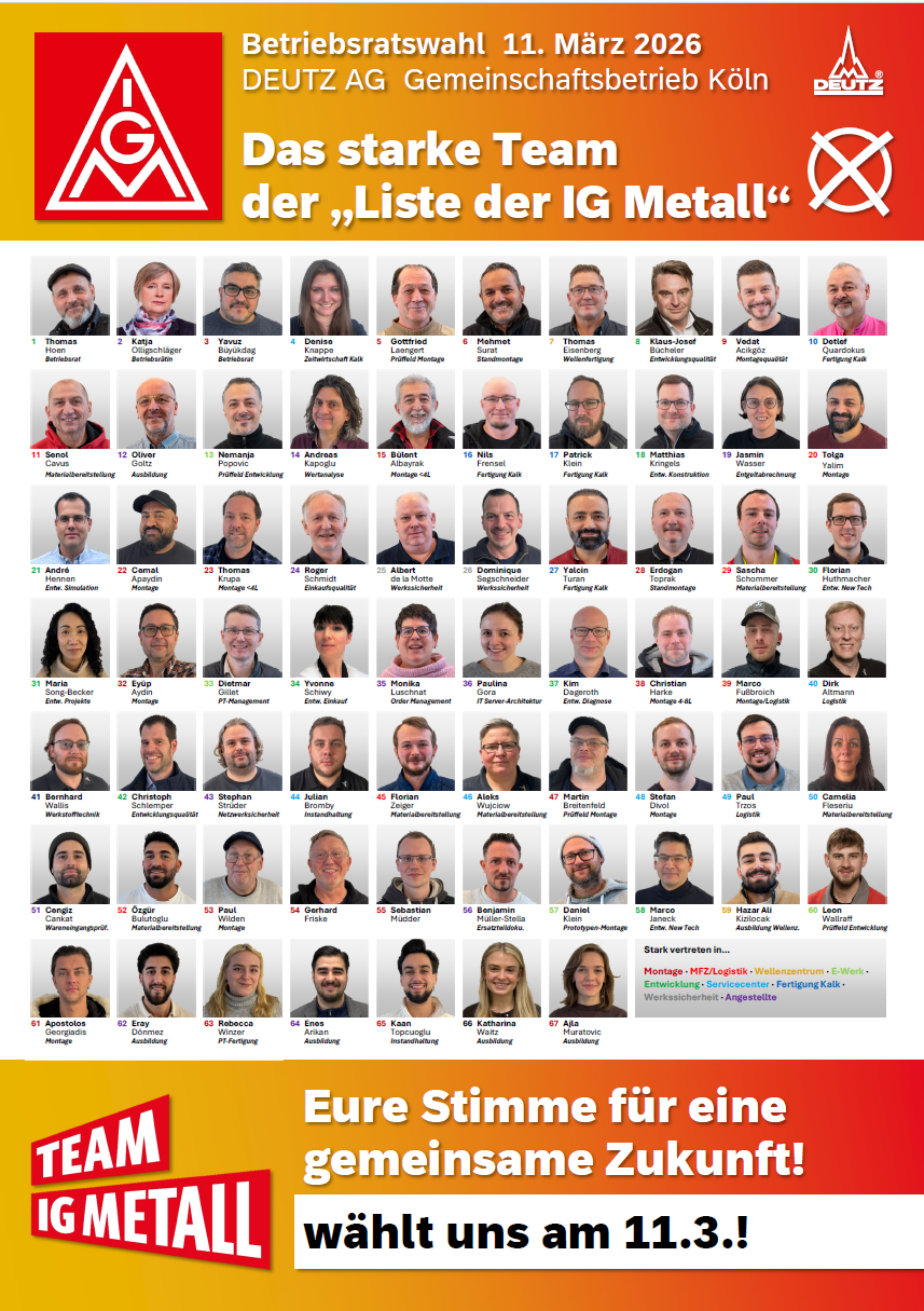 Vorstellung Kandidatinnen und Kandidaten zur BR-Wahl 2026 DEUTZ AG