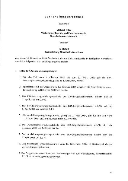 Verhandlungsergbnis M&E NRW